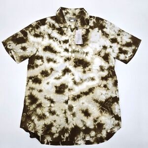 Outerknown BBQ 100% Organic Cotton Men Olive Green Tie-Dye Button-Up Shirt Sz M